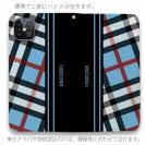 【Genuine】【手帳型ベルトなし】【Stick Case】チェック柄　ブルー＆ブラック