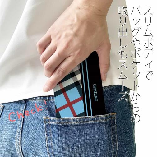 【Genuine】【手帳型ベルトなし】【Stick Case】チェック柄　ブルー＆ブラック