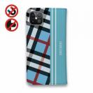 【Genuine】【手帳型ベルトなし】【Stick Case】チェック柄　ブルー＆ブルー