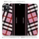 【Genuine】【手帳型ベルトなし】【Stick Case】チェック柄　ピンク＆ブラック
