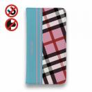 【Genuine】【手帳型ベルトなし】【Stick Case】チェック柄　ピンク＆ブルー