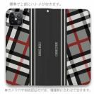 【Genuine】【手帳型ベルトなし】【Stick Case】チェック柄　グレー＆グレー