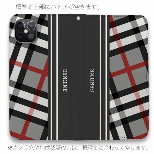 【Genuine】【手帳型ベルトなし】【Stick Case】チェック柄　グレー＆グレー