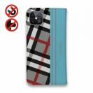 【Genuine】【手帳型ベルトなし】【Stick Case】チェック柄　グレー＆ブルー