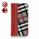 【Genuine】【手帳型ベルトなし】【Stick Case】チェック柄　グレー＆レッド