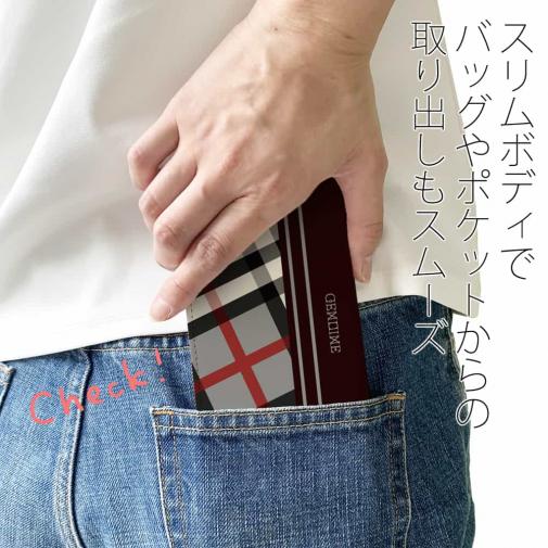 【Genuine】【手帳型ベルトなし】【Stick Case】チェック柄　グレー＆ブラウン