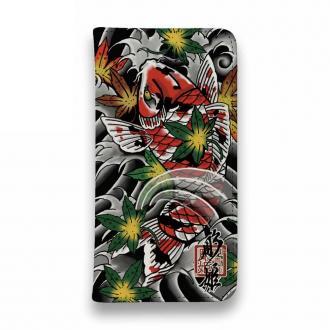 【彫姫】【手帳型ベルトなし】【Stick Case】錦鯉