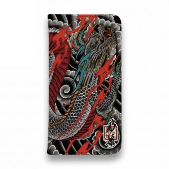 【彫姫】【手帳型ベルトなし】【Stick Case】全面額彫龍