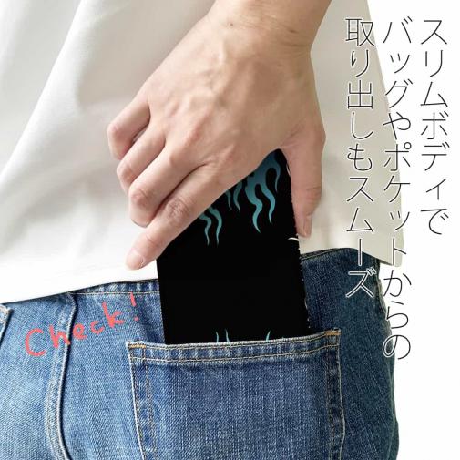 【彫姫】【手帳型ベルトなし】【Stick Case】ファイヤーパターン