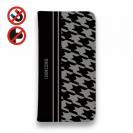 【Genuine】【手帳型ベルトなし】【Stick Case】千鳥柄　ブラック＆グレー