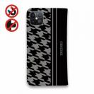 【Genuine】【手帳型ベルトなし】【Stick Case】千鳥柄　ブラック＆グレー