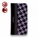 【Genuine】【手帳型ベルトなし】【Stick Case】千鳥柄　ブラック＆パープル