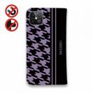 【Genuine】【手帳型ベルトなし】【Stick Case】千鳥柄　ブラック＆パープル