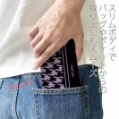 【Genuine】【手帳型ベルトなし】【Stick Case】千鳥柄　ブラック＆パープル