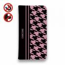 【Genuine】【手帳型ベルトなし】【Stick Case】千鳥柄　ブラック＆ピンク