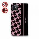 【Genuine】【手帳型ベルトなし】【Stick Case】千鳥柄　ブラック＆ピンク