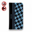 【Genuine】【手帳型ベルトなし】【Stick Case】千鳥柄　ブラック＆ブルー