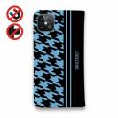 【Genuine】【手帳型ベルトなし】【Stick Case】千鳥柄　ブラック＆ブルー