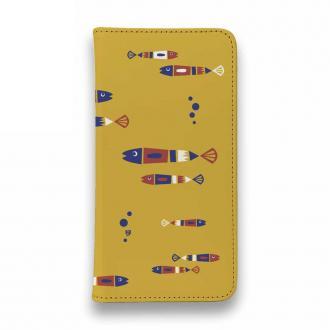【手帳型ベルトなし】【Stick Case】【釣りざんまい】レトロフィッシュ_オレンジ