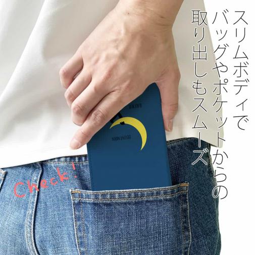 【手帳型ベルトなし】【Stick Case】三日月とツキノワグマ(wakat)
