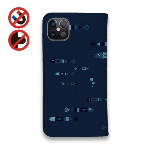 【手帳型ベルトなし】【Stick Case】【釣りざんまい】レトロフィッシュ_ダーク