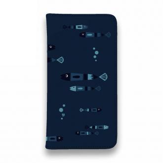 【手帳型ベルトなし】【Stick Case】【釣りざんまい】レトロフィッシュ_ダーク