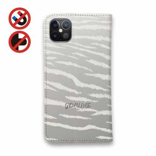 【Genuine】【手帳型ベルトなし】【Stick Case】虎 ホワイト タイカ?ー