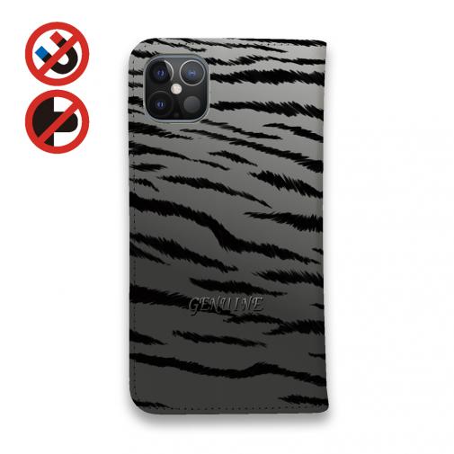 【Genuine】【手帳型ベルトなし】【Stick Case】虎 タイカ?ー シルバー