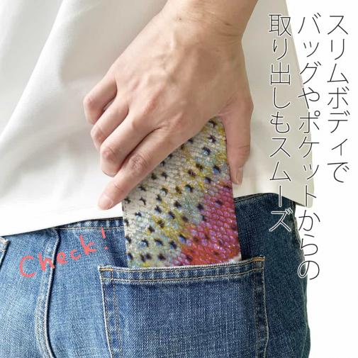 【手帳型ベルトなし】【Stick Case】ニジマス（レインボートラウト）のウロコ