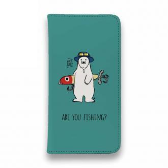 【手帳型ベルトなし】【Stick Case】【釣りざんまい】ルアーとシロクマさん