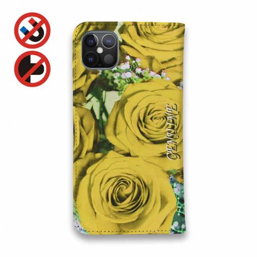 【Genuine】【手帳型ベルトなし】【Stick Case】バラ（薔薇） イエロー