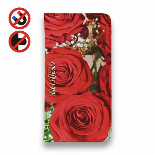 【Genuine】【手帳型ベルトなし】【Stick Case】バラ(薔薇) レッド