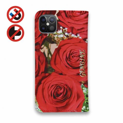 【Genuine】【手帳型ベルトなし】【Stick Case】バラ（薔薇） レッド