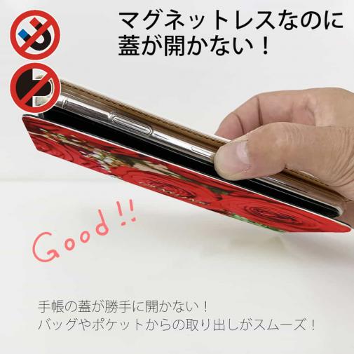 【Genuine】【手帳型ベルトなし】【Stick Case】バラ（薔薇） レッド
