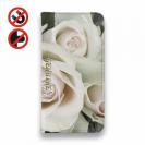 【Genuine】【手帳型ベルトなし】【Stick Case】バラ（薔薇） ホワイト