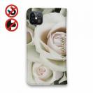 【Genuine】【手帳型ベルトなし】【Stick Case】バラ（薔薇） ホワイト