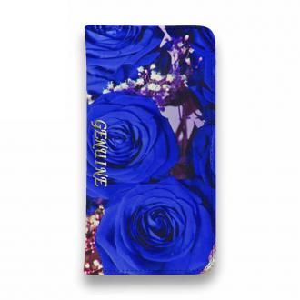 【Genuine】【手帳型ベルトなし】【Stick Case】バラ（薔薇） ブルー