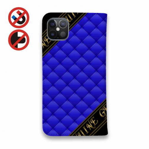 【Genuine】【手帳型ベルトなし】【Stick Case】マトラッセ柄　タ?イアコ?ナル　チェック　ブルー