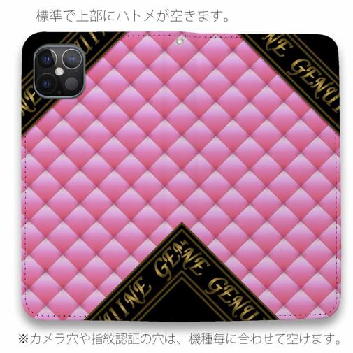 【Genuine】【手帳型ベルトなし】【Stick Case】マトラッセ柄　タ?イアコ?ナル　チェック　ピーチピンク