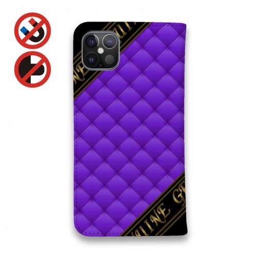 【Genuine】【手帳型ベルトなし】【Stick Case】マトラッセ柄　タ?イアコ?ナル　チェック　パープル