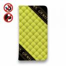 【Genuine】【手帳型ベルトなし】【Stick Case】マトラッセ柄　タ?イアコ?ナル　チェック　イエロー