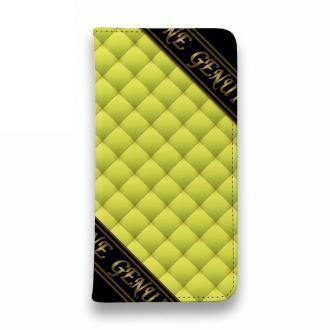 【Genuine】【手帳型ベルトなし】【Stick Case】マトラッセ柄　タ?イアコ?ナル　チェック　イエロー