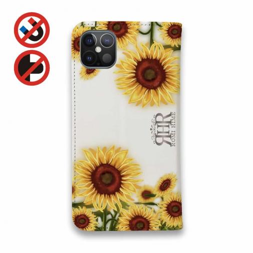 【ROMI HIME】【手帳型ベルトなし】【Stick Case】ひまわり　ホワイト