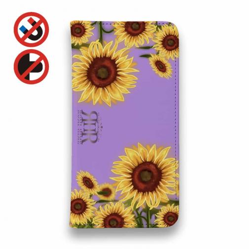 【ROMI HIME】【手帳型ベルトなし】【Stick Case】ひまわり パープル