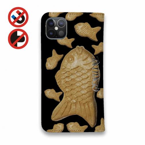 【Genuine】【手帳型ベルトなし】【Stick Case】たいやき　ヘ?ーシ?ュ＆ブラック