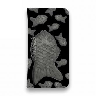 【Genuine】【手帳型ベルトなし】【Stick Case】たいやき　ブラック＆ブラック