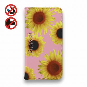 【Genuine】【手帳型ベルトなし】【Stick Case】ひまわり　桜ヒ?ンク