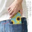 【Genuine】【手帳型ベルトなし】【Stick Case】ひまわり　スカイブルー
