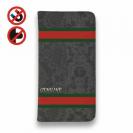 【Genuine】【手帳型ベルトなし】【Stick Case】蛇柄 黒蛇 フ?ラック 横ライン 験担ぎ