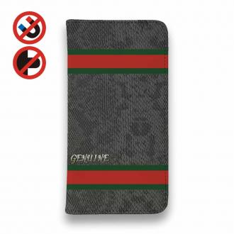 【Genuine】【手帳型ベルトなし】【Stick Case】蛇柄 黒蛇 フ?ラック 横ライン 験担ぎ